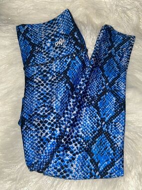 Blue Snake-Print High-Waist Leggings
